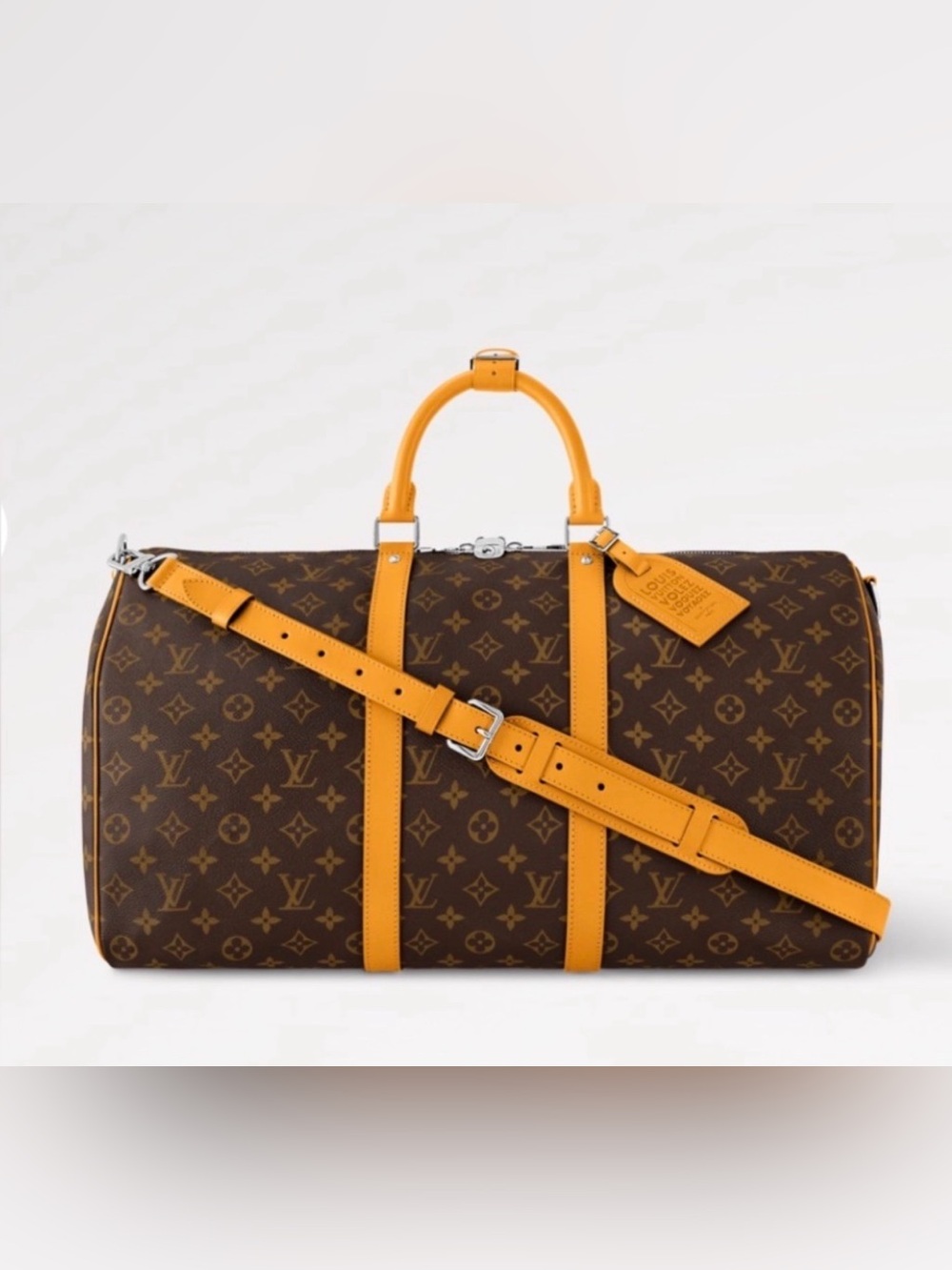Louis Vuitton Keepall Bandoulière 50 MacassarYellow Leather Trim (M12634)